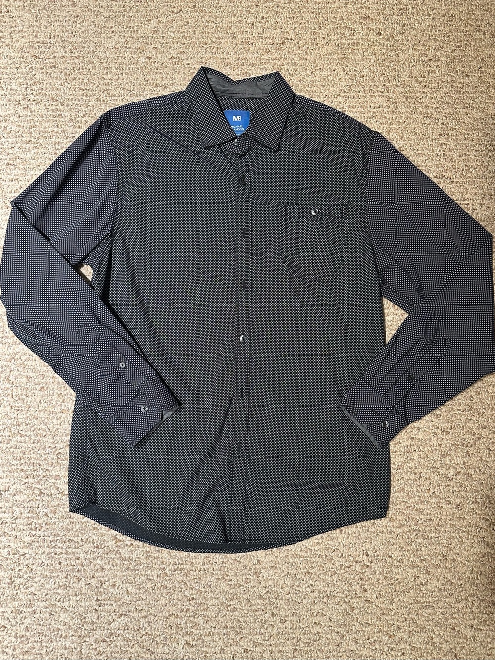 Men’s Michael Brandon Black Microdot Long-Sleeve Dress Shirt